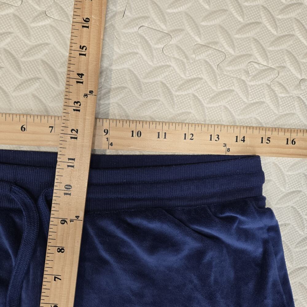 Juicy Couture Velour Pants Womens Medium Blue Straight Leg Crop High Rise Bling‎ - Picture 7 of 9